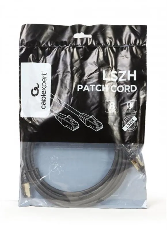 Патч-корд Cablexpert (PP8-LSZHCU-BK-5M) cat.8, S/FTP, літий, 50u "штекер із засувкою, 5 м, чорний - мініатюра 2