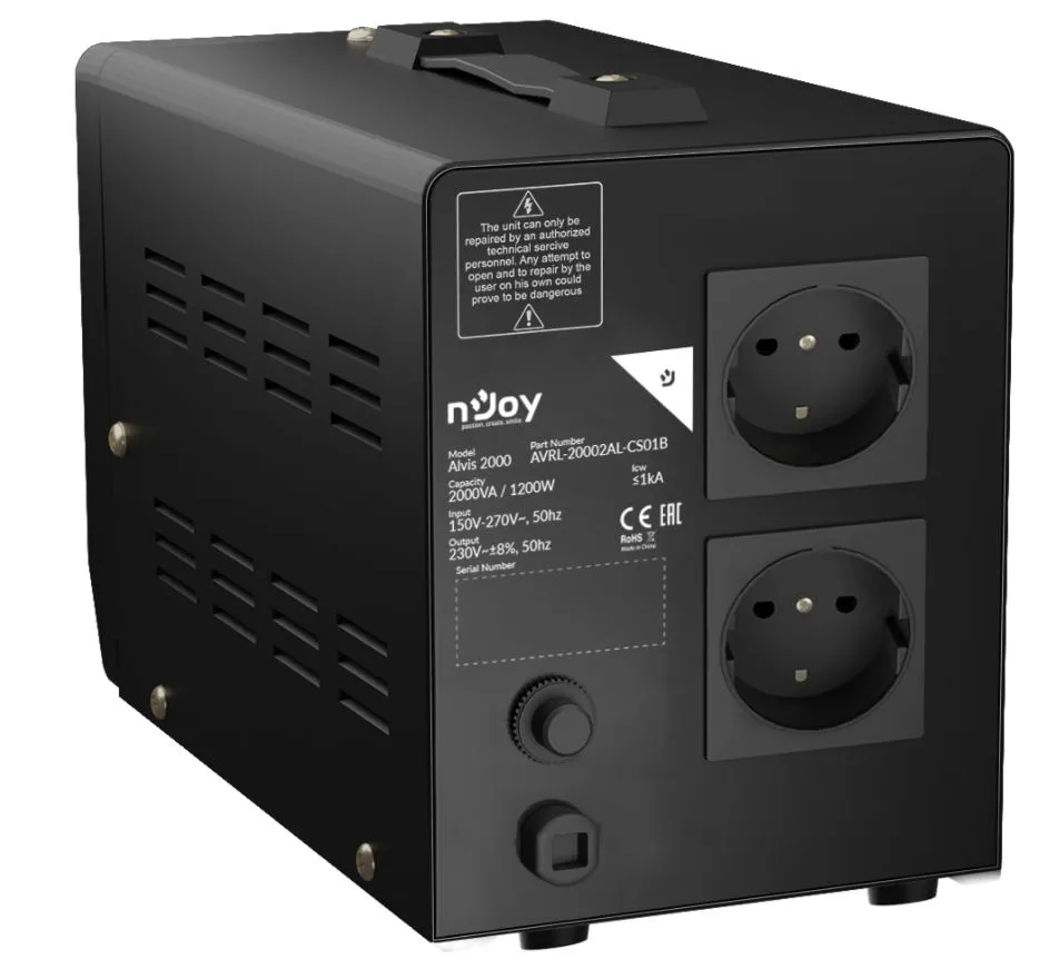 Стабілізатор Njoy Alvis 2000 (AVRL-20002AL-CS01B) AVR, 2 розетки - мініатюра 4