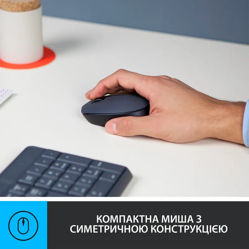 Комплект (клавіатура, миша) бездротовий Logitech MK235 ENG/UKR Grey (920-007931) - мініатюра 3