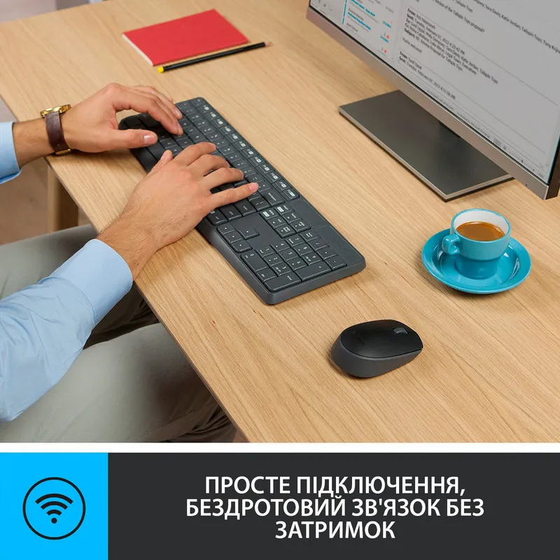 Комплект (клавіатура, миша) бездротовий Logitech MK235 ENG/UKR Grey (920-007931) - мініатюра 5