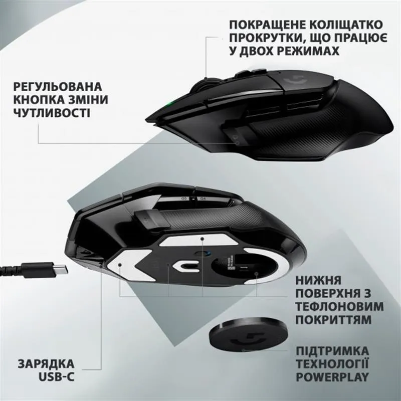 Миша бездротова Logitech G502 X Lightspeed Black (910-006180) - мініатюра 5