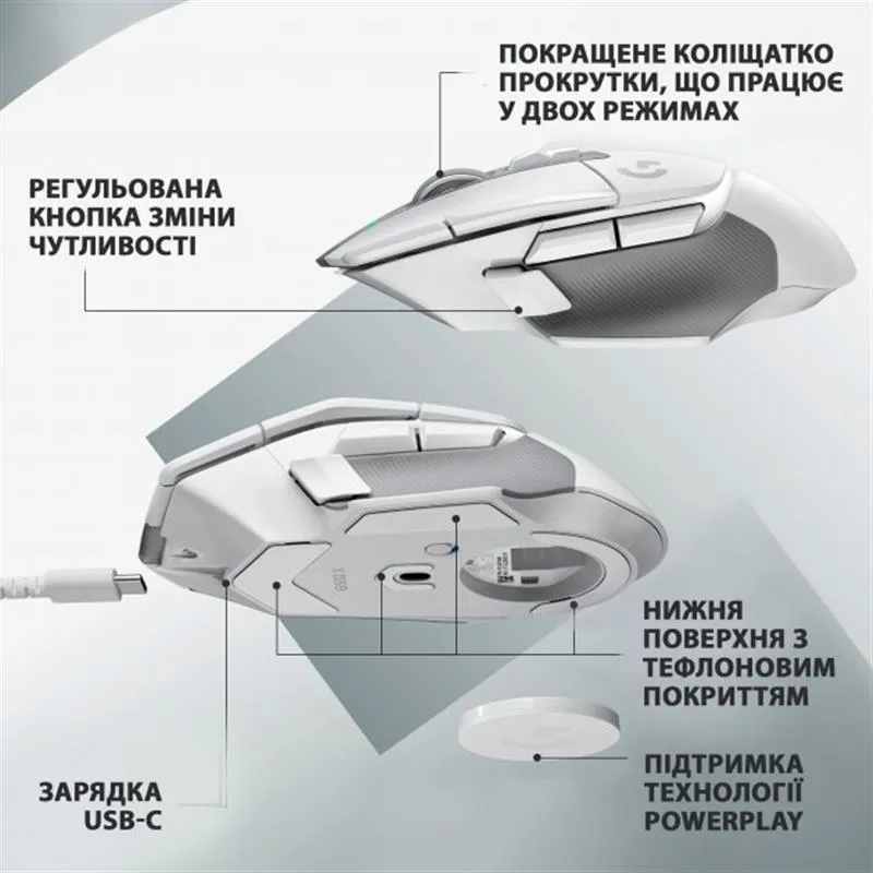Миша бездротова Logitech G502 X Lightspeed White (910-006189) - мініатюра 8