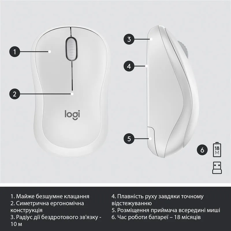 Комплект (клавiатура, миша) бездротовий Logitech MK295 Combo White (920-009824) - мініатюра 11