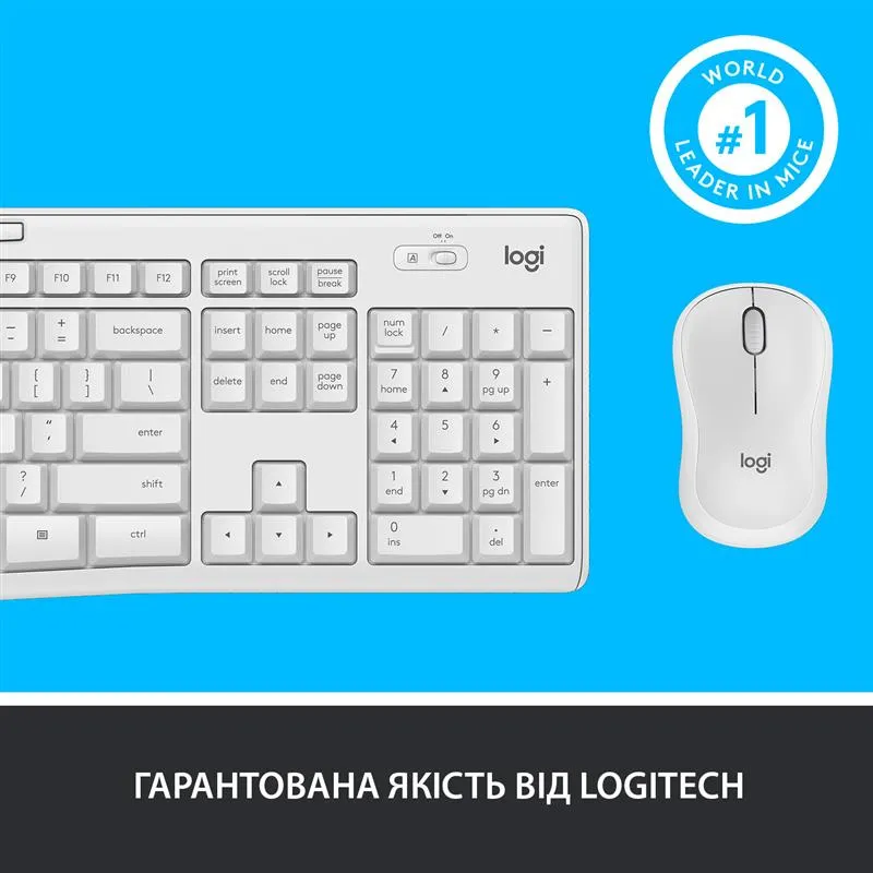 Комплект (клавiатура, миша) бездротовий Logitech MK295 Combo White (920-009824) - мініатюра 12