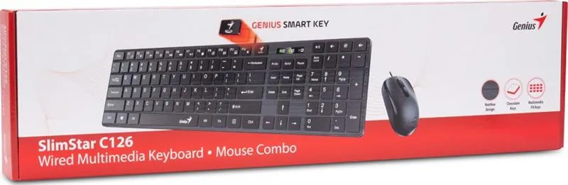 Комплект (клавіатура, миша) Genius C-126 SlimStar Black Ukr (31330007407) - мініатюра 6
