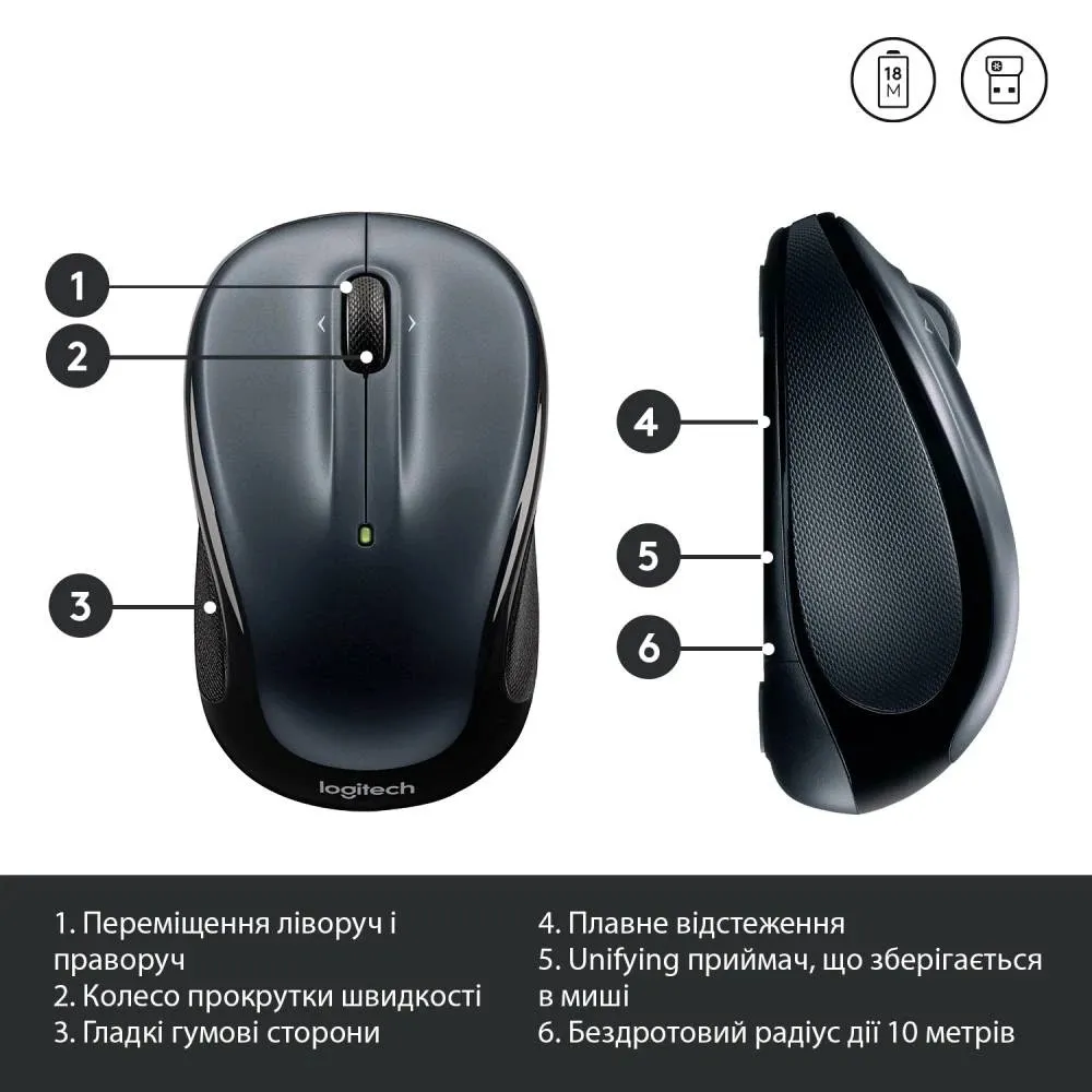 Миша бездротова Logitech M325s Dark Silver (910-006812) - мініатюра 5