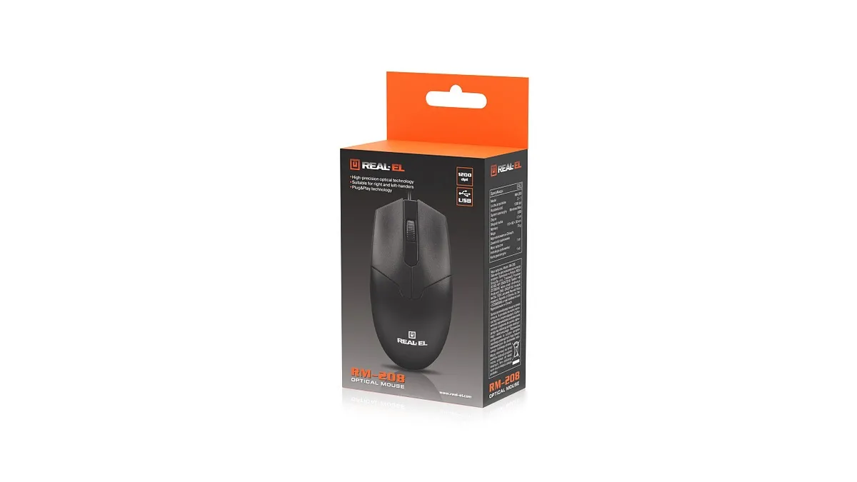 Миша REAL-EL RM-208 Black (EL123200030) - мініатюра 10