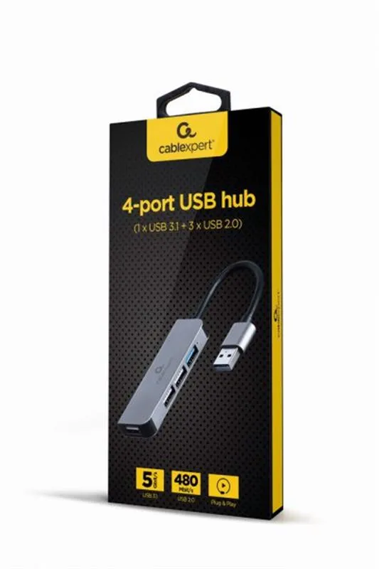USB-хаб Cablexpert 4 ports Grey (UHB-U3P1U2P3-01) - зображення 1