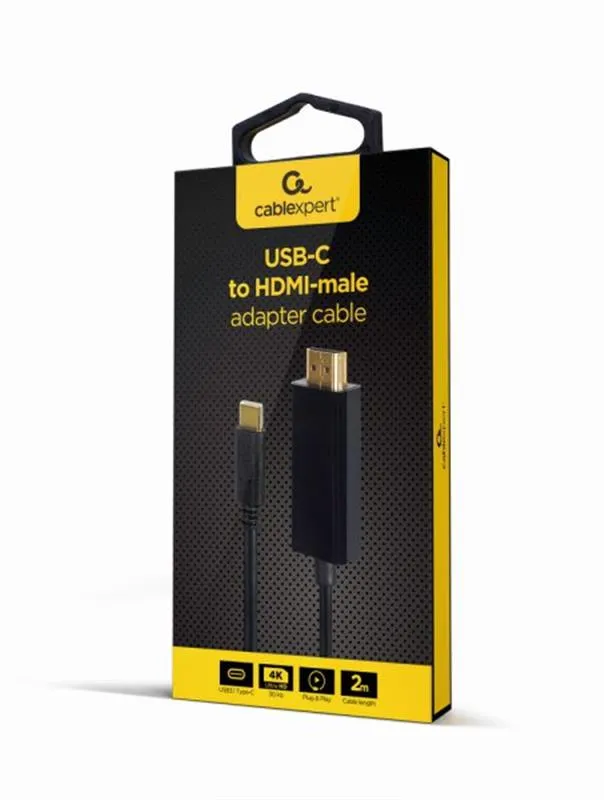 Кабель Cablexpert USB Type-C - HDMI (M/M), 2 м, чорний (A-CM-HDMIM-01) - мініатюра 2