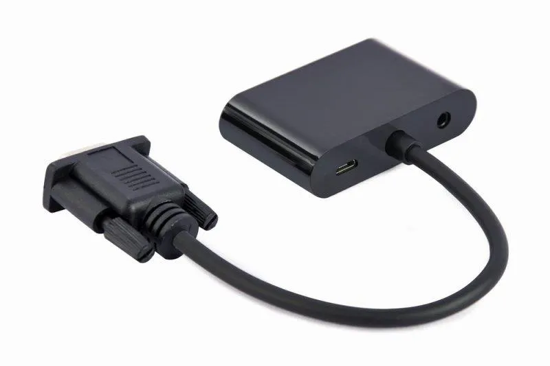 Адаптер Cablexpert VGA - HDMI+VGA (M/F), 0.15 м, Black (A-VGA-HDMI-02) - зображення 1