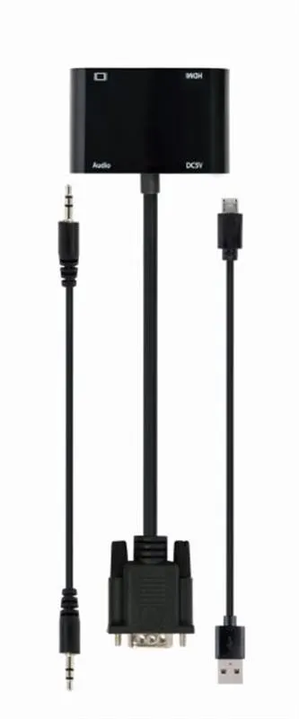 Адаптер Cablexpert VGA - HDMI+VGA (M/F), 0.15 м, Black (A-VGA-HDMI-02) - мініатюра 2