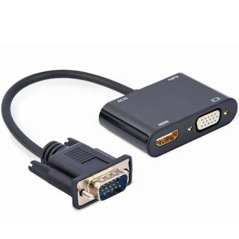 Адаптер Cablexpert VGA - HDMI+VGA (M/F), 0.15 м, Black (A-VGA-HDMI-02) - мініатюра 5