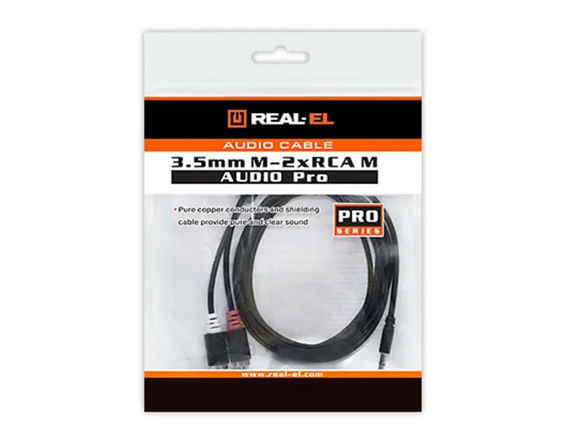 Аудіо-кабель REAL-EL Audio Pro 3.5 мм - 2xRCA (M/M), 1.8 м, чорний (EL123500042) - мініатюра 2