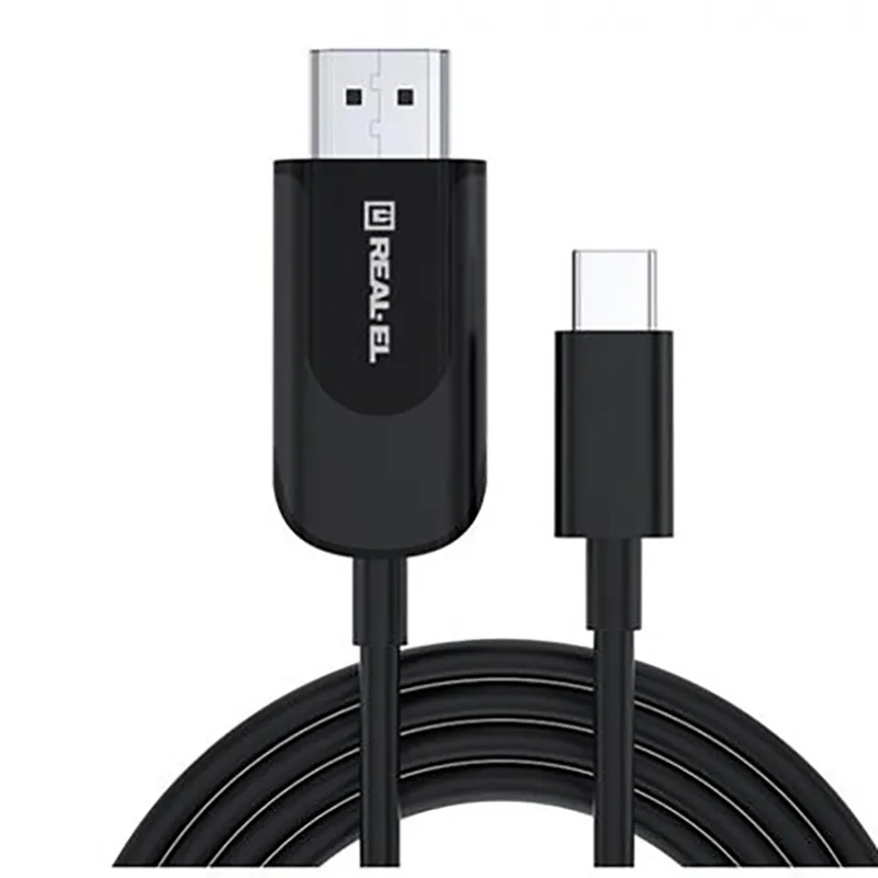 Кабель REAL-EL CHD-180 HDMI - USB Type-C (M/M), 1.8 м, Black (EL123500044) - мініатюра 3