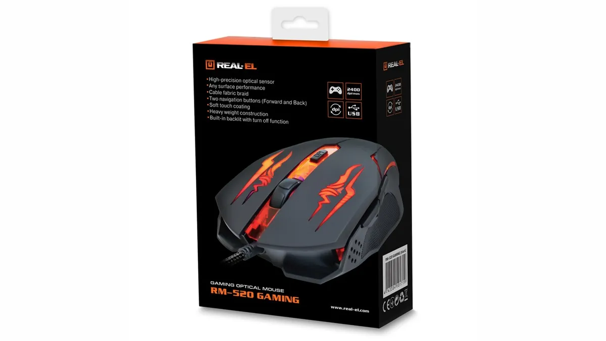 Миша REAL-EL RM-520 Gaming Black  (EL123200020) - мініатюра 10