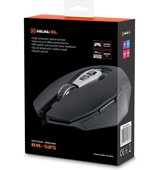 Миша REAL-EL RM-525 Black (EL123200029) - мініатюра 7