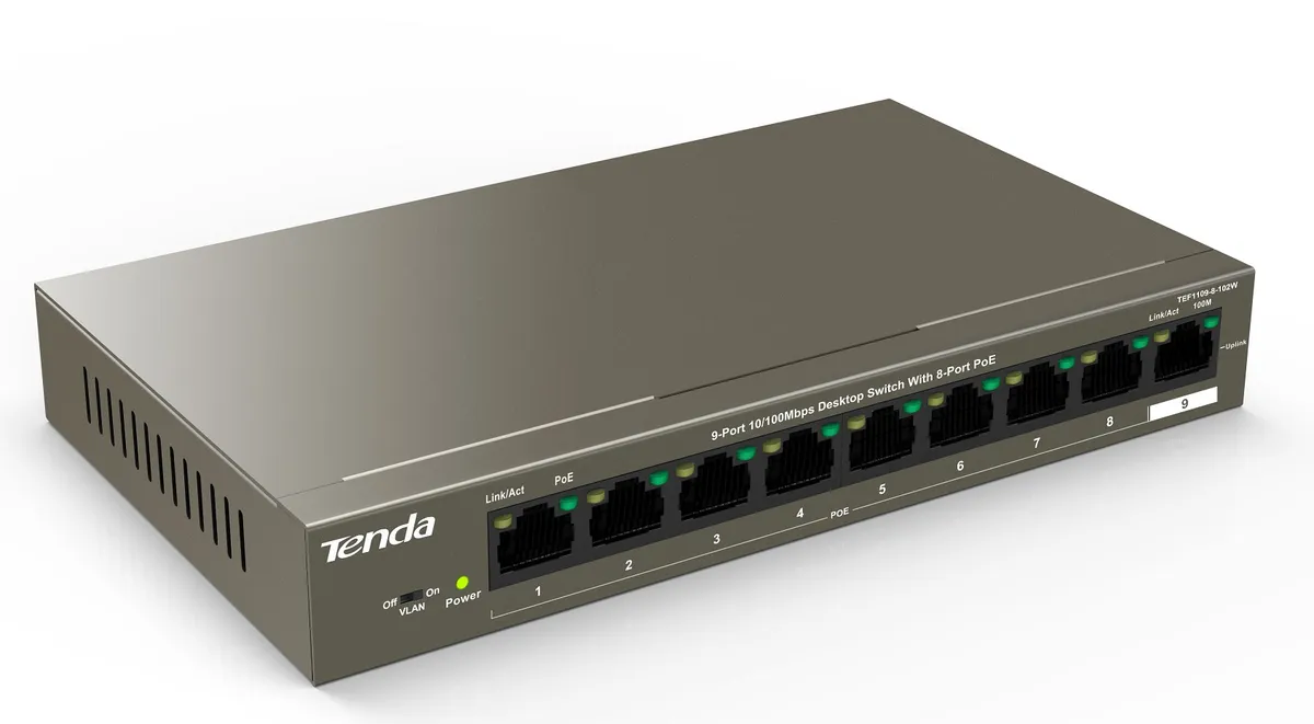 Комутатор Tenda TEF1109P-8-102W - зображення 1