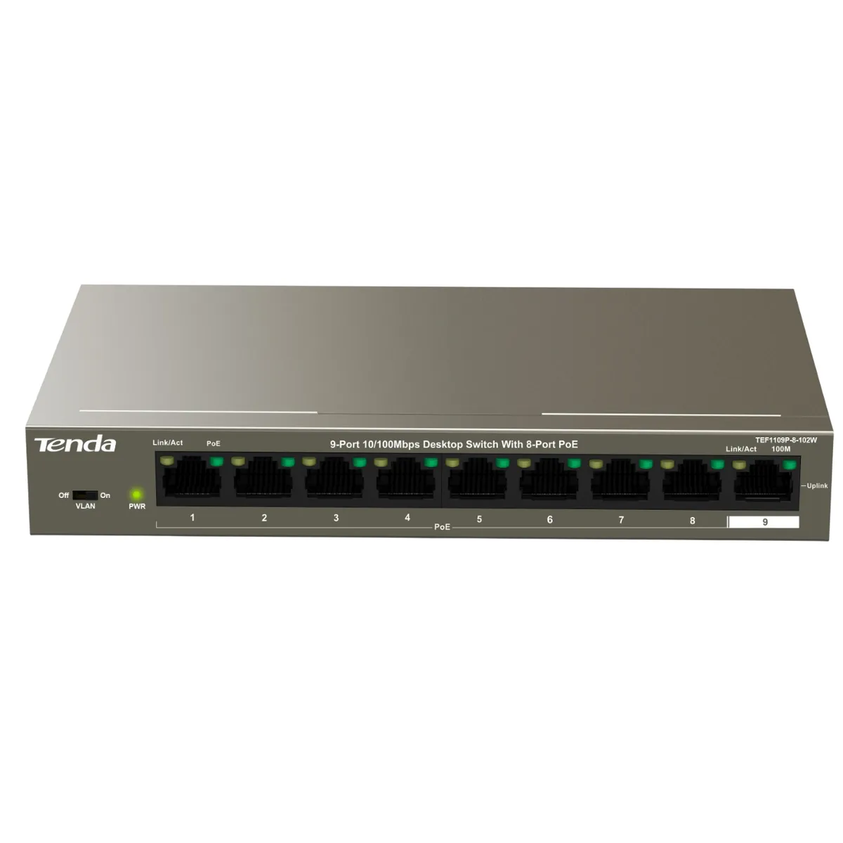 Комутатор Tenda TEF1109P-8-102W - мініатюра 3