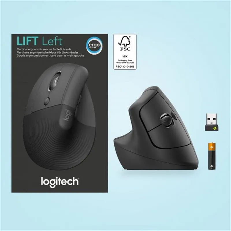 Миша бездротова Logitech Lift Vertical Ergonomic Graphite (910-006474) - мініатюра 5