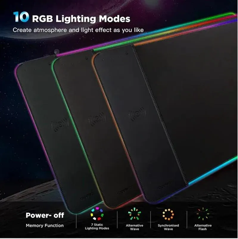 Килимок для миші з бездротовим зарядним пристроєм Choetech (T543-F) RGB Illuminated 15W Wireless Charging Mouse Pad - мініатюра 4