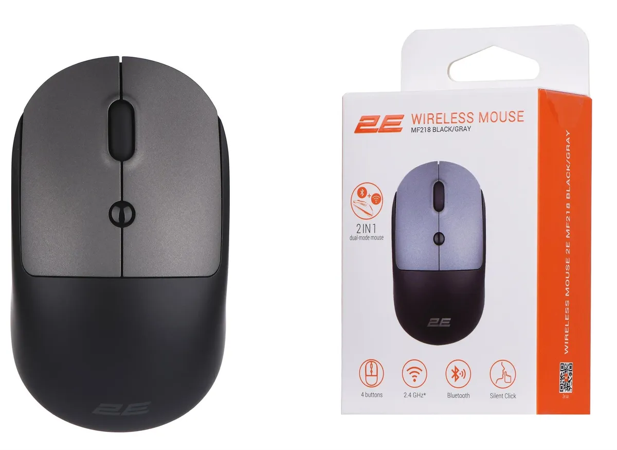 Миша бездротова 2E MF218 Silent Black/Gray (2E-MF218WBG) - мініатюра 8