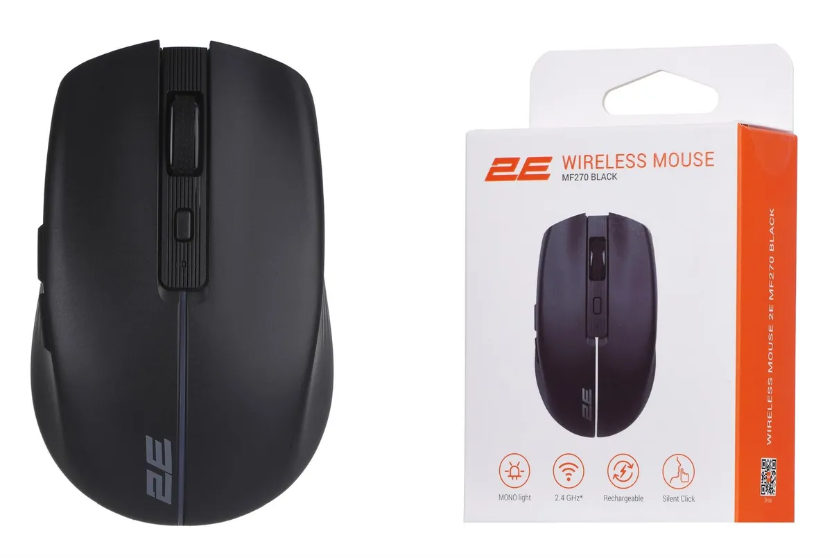 Миша бездротова 2E MF270 Silent Rechargeable WL Black (2E-MF270WBK) - мініатюра 7
