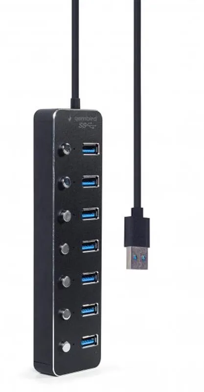 USB-хаб Gembird 7 ports Black (UHB-U3P7P-01) з вимикачами - зображення 1