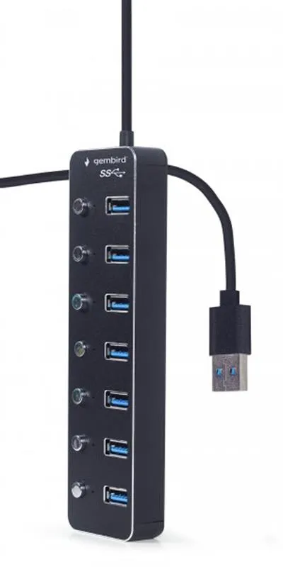 USB-хаб Gembird 7 ports Black (UHB-U3P7P-01) з вимикачами - мініатюра 2