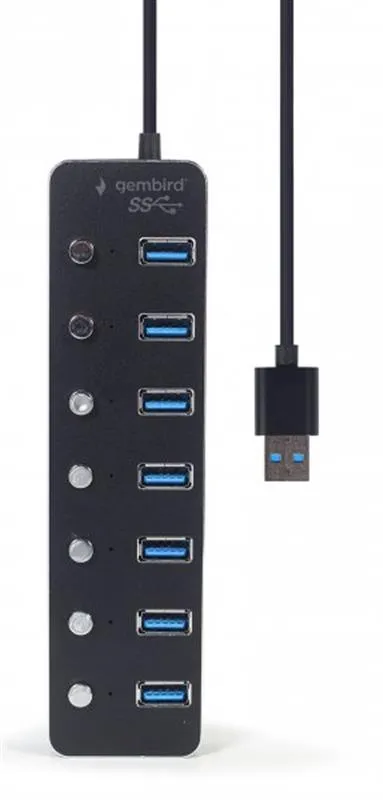 USB-хаб Gembird 7 ports Black (UHB-U3P7P-01) з вимикачами - мініатюра 3