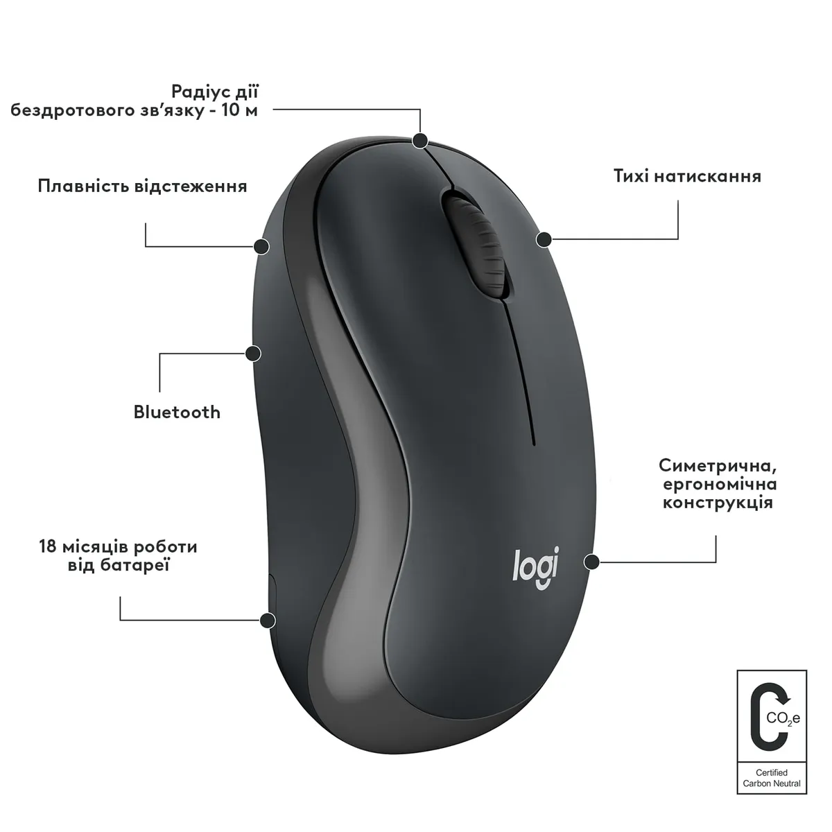 Миша бездротова Logitech M240 Silent Charcoal (910-007119) - мініатюра 6