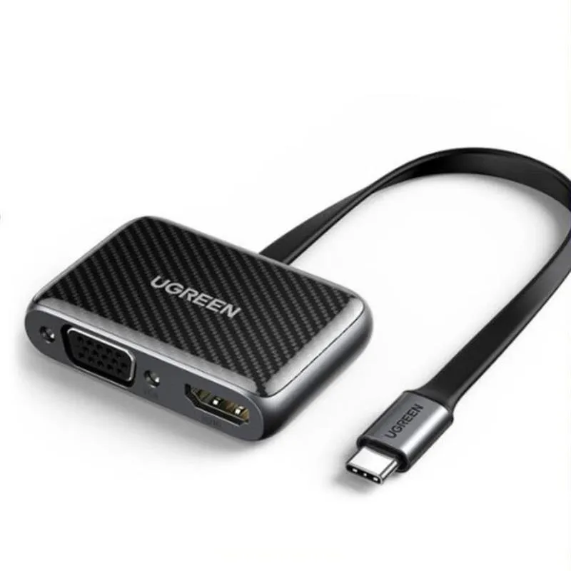Адаптер Ugreen CM303 HDMI+VGA - USB Type-C (F/M), Black (70549) - зображення 1