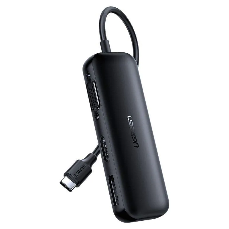Адаптер Ugreen CM260 DisplayPort+HDMI+VGA - USB Type-C (F/M), Black (60568) - зображення 1