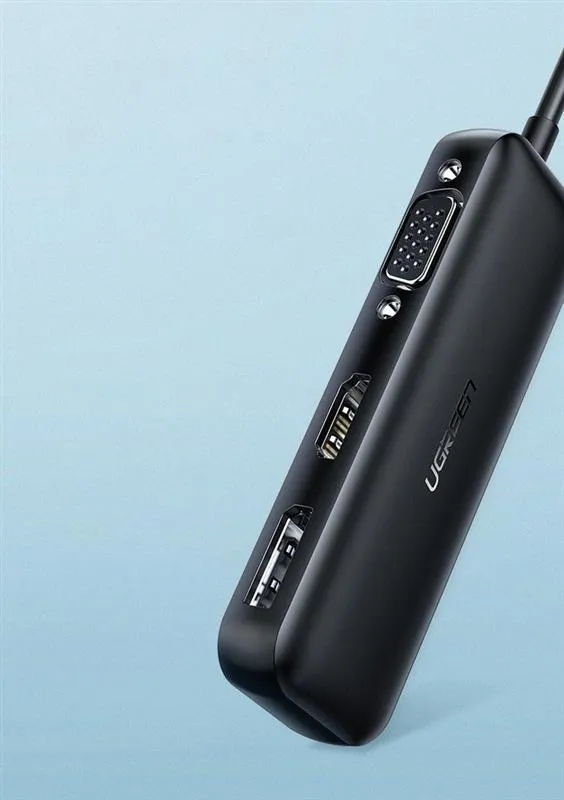 Адаптер Ugreen CM260 DisplayPort+HDMI+VGA - USB Type-C (F/M), Black (60568) - мініатюра 2