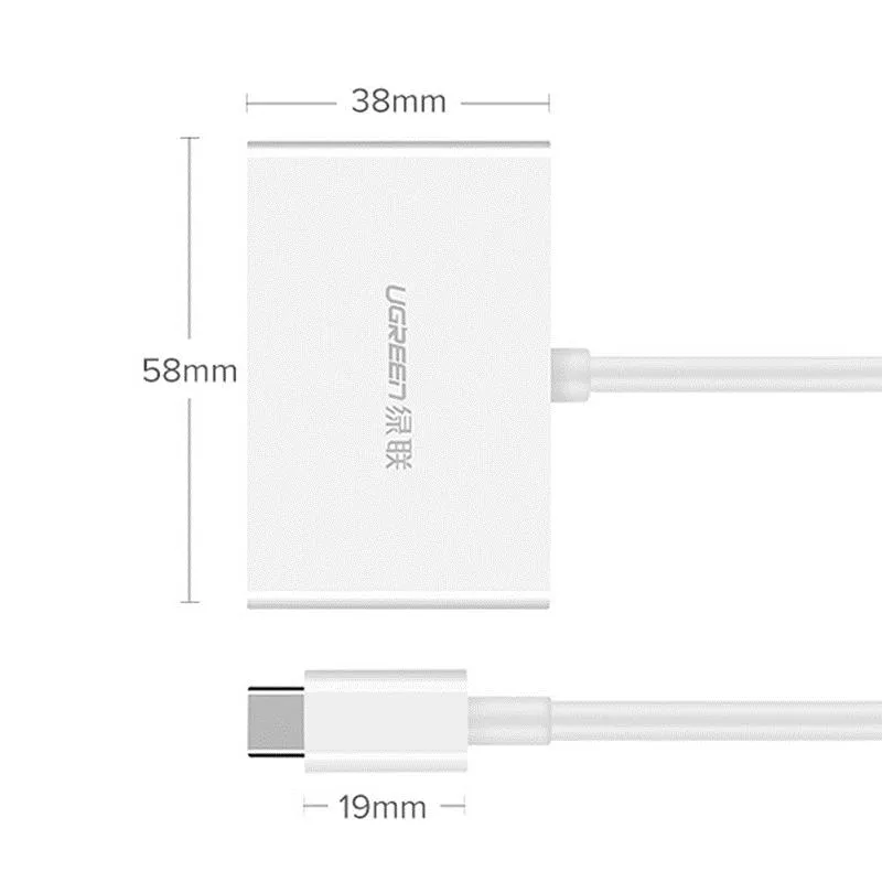 Адаптер Ugreen MM123 HDMI+VGA - USB Type-C (F/M), White (30843) - мініатюра 2