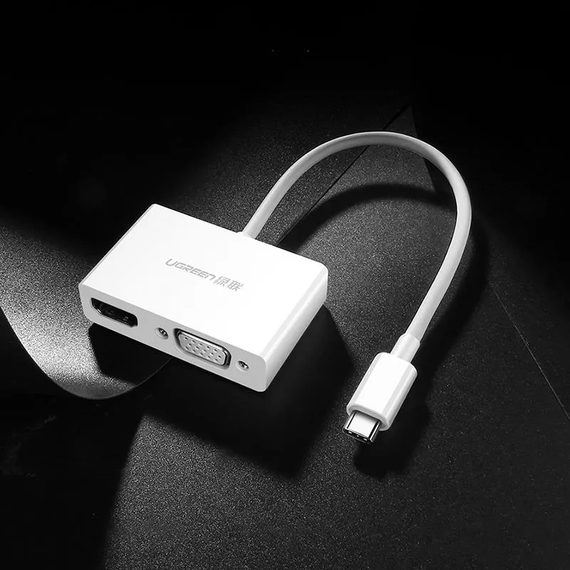 Адаптер Ugreen MM123 HDMI+VGA - USB Type-C (F/M), White (30843) - мініатюра 4