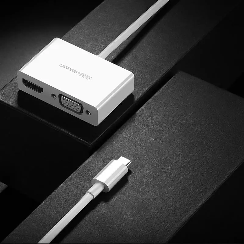 Адаптер Ugreen MM123 HDMI+VGA - USB Type-C (F/M), White (30843) - мініатюра 5