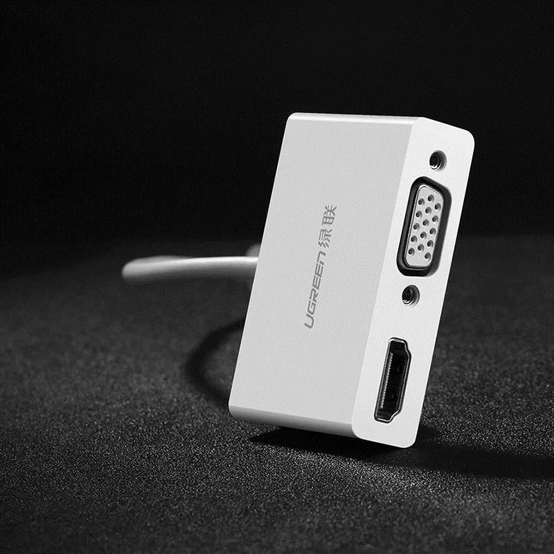 Адаптер Ugreen MM123 HDMI+VGA - USB Type-C (F/M), White (30843) - мініатюра 6