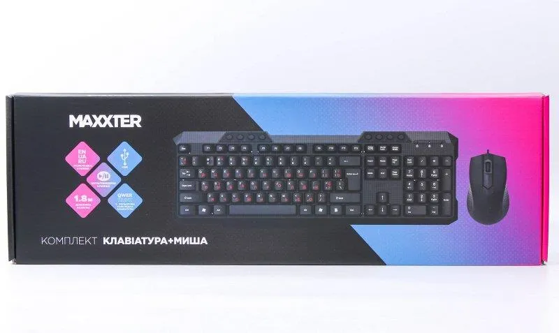 Комплект (клавіатура, миша) Maxxter KMS-CM-02-UA Black - мініатюра 5