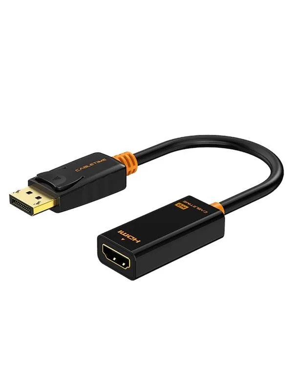 Перехідник Сabletime DisplayPort – HDMI V 2.0 (M/F), 0.2 м, (1920*1080p)/60HZ, Black (CP22B) - зображення 1
