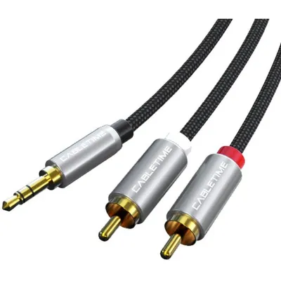 Кабель Cabletime 3.5 мм - 2xRCA (M/M), 1.8 м, Black (CF13K) - мініатюра 2