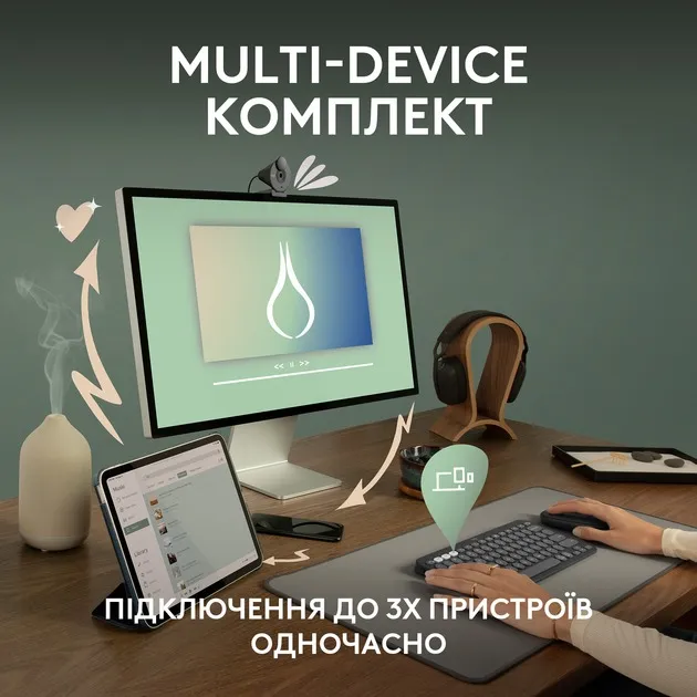 Комплект (клавіатура, миша) бездротовий Logitech Pebble 2 Combo Graphite (920-012239) - мініатюра 10