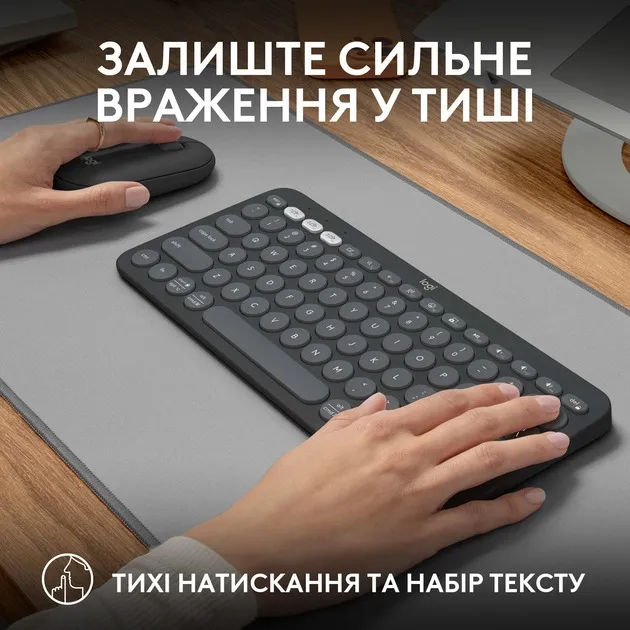 Комплект (клавіатура, миша) бездротовий Logitech Pebble 2 Combo Graphite (920-012239) - мініатюра 11