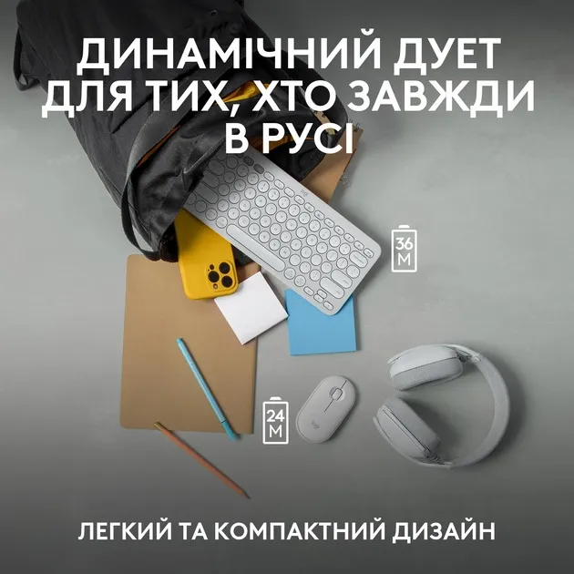 Комплект (клавіатура, миша) бездротовий Logitech Pebble 2 Combo White (920-012240) - мініатюра 6