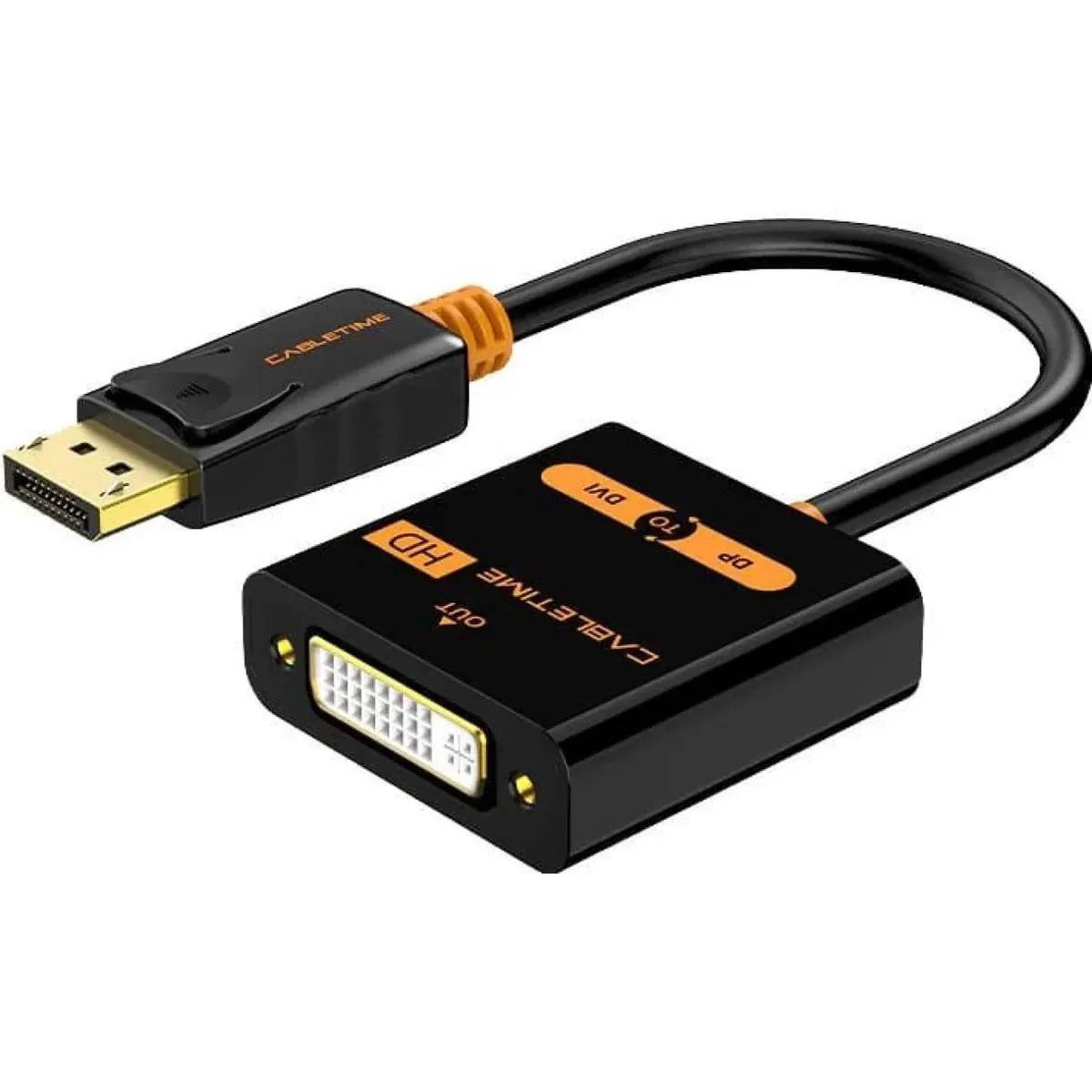 Адаптер Сabletime DisplayPort - DVI (M/F), 0.2 м, Black (CP24B) - зображення 1