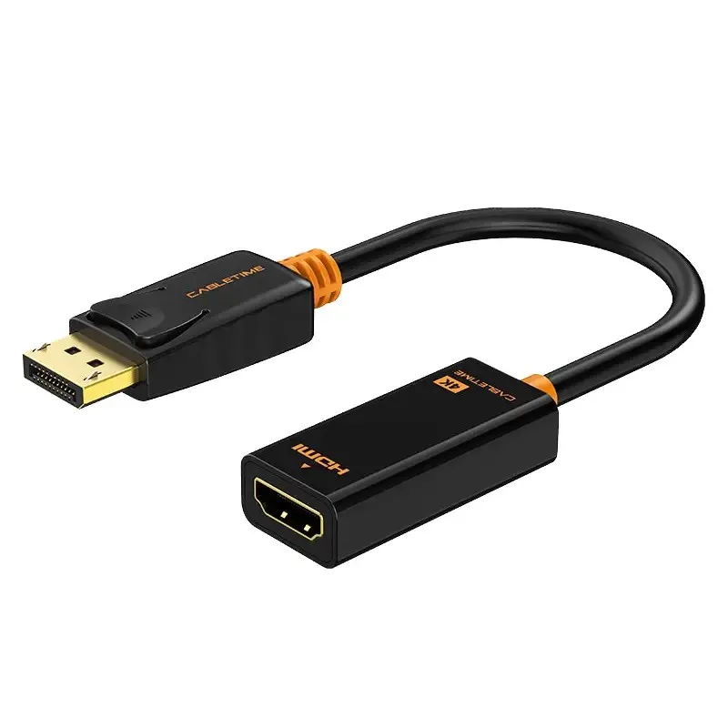 Адаптер Сabletime DisplayPort - HDMI (M/F), 0.2 м, Black (CP21B) - зображення 1
