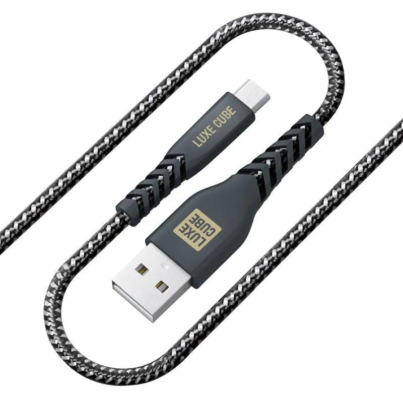 Кабель Luxe Cube Kevlar USB - micro USB (M/M), 1.2 м, чорний (8886668686242) - зображення 1