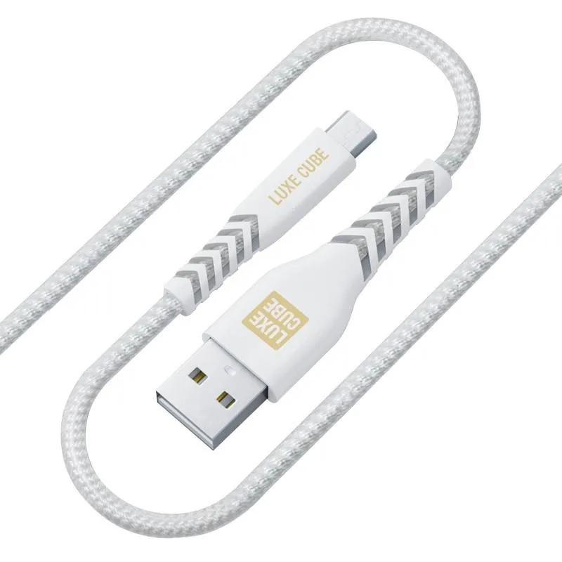 Кабель Luxe Cube Kevlar USB - micro USB (M/M), 1.2 м, білий (8886668686266) - зображення 1