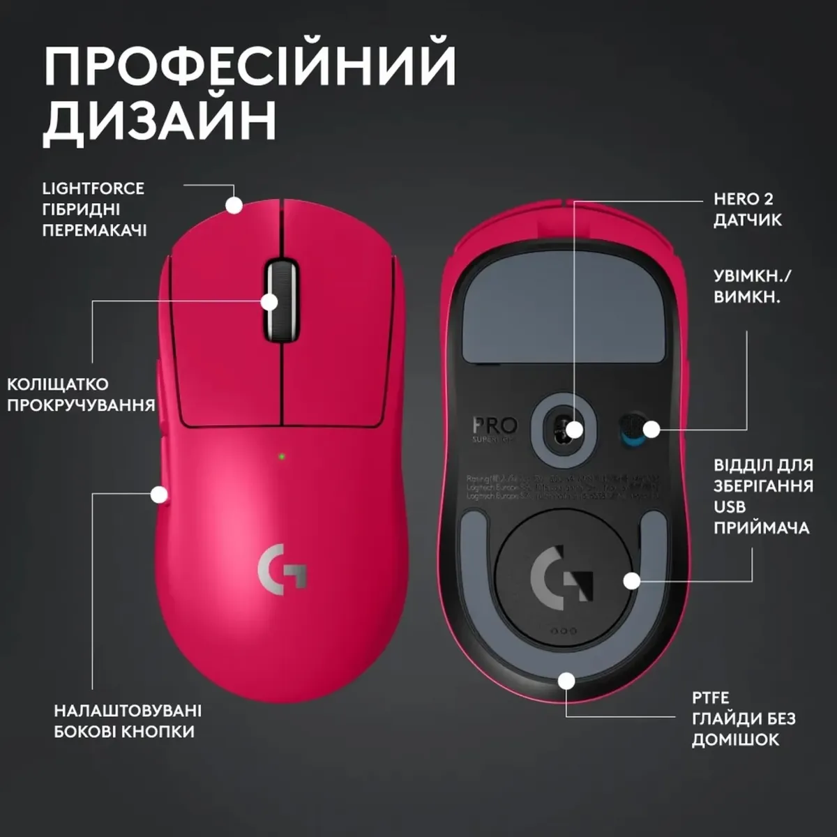 Миша бездротова Logitech G Pro X Superlight 2 Magenta (910-006797) - мініатюра 7