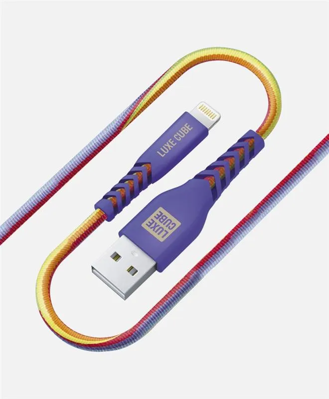 Кабель Luxe Cube Kevlar USB - Lightning (M/M), 1.2 м, райдужний (8886668686341) - мініатюра 2