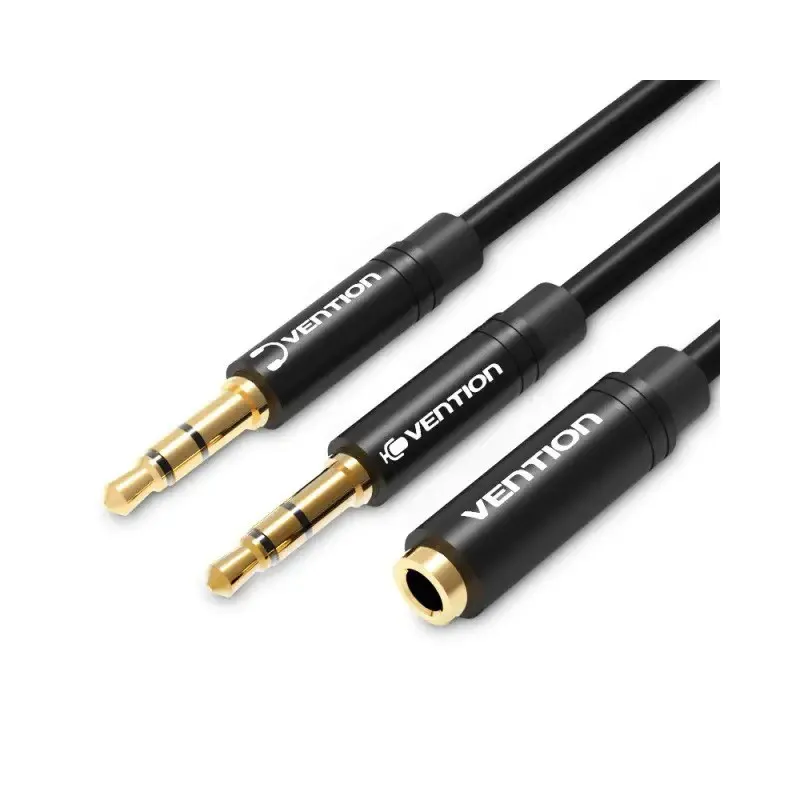 Кабель Vention 3.5 мм - 2х3.5 мм (M/F), 1 м, Black (BBTBF) - зображення 1